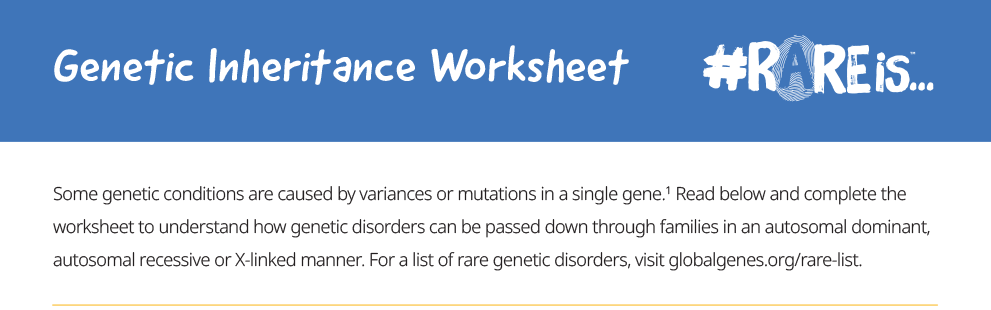 A screenshot of a Genetic Inheritance Worksheet. Click to open the full PDF document.